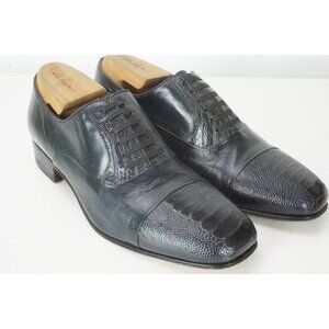 Moreschi Navy Blue Ostrich Cap Toe Mens Shoes Sz 7.5